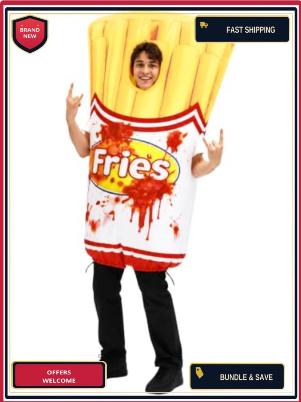 Inflatable French Fries Costume Adult Blow Up Halloween Funny